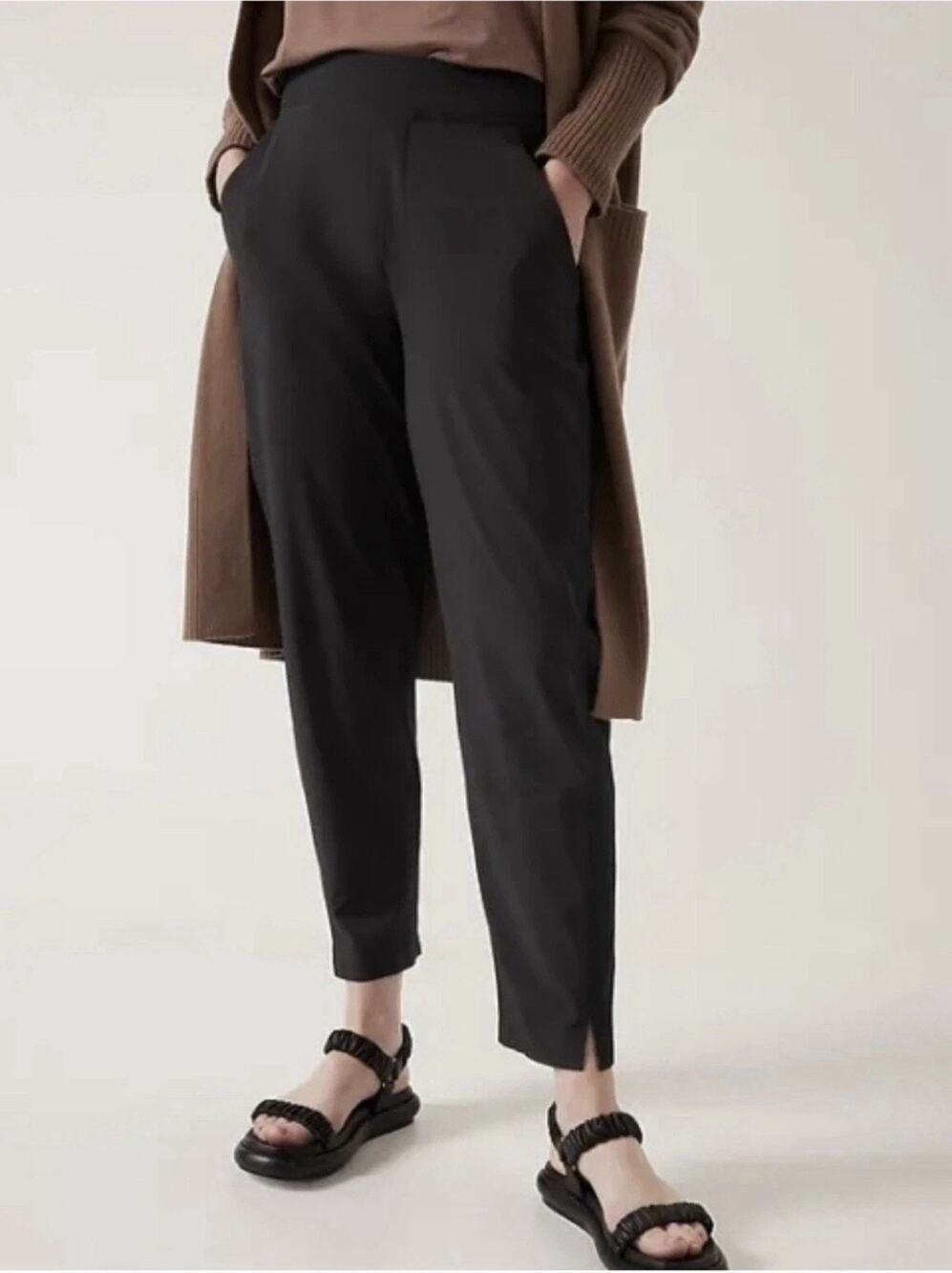 NWT Athleta Brooklyn Ankle Pant 16 Black High Rise Stretch Pull-On Travel 198671